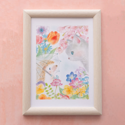 開運絵画　可愛い猫うさぎハリネズミの春絵画 001ae99e67363aba08d898e103f67a