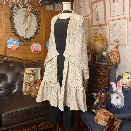 和洋折衷 レトロ 古着 洗える 着物 化繊 和 モダン ハンドメイド 2way