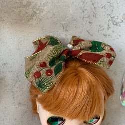 ブライスアウトフィット  ブルークリスマスワンピース　パニエ、髪どめ 7枚目の画像