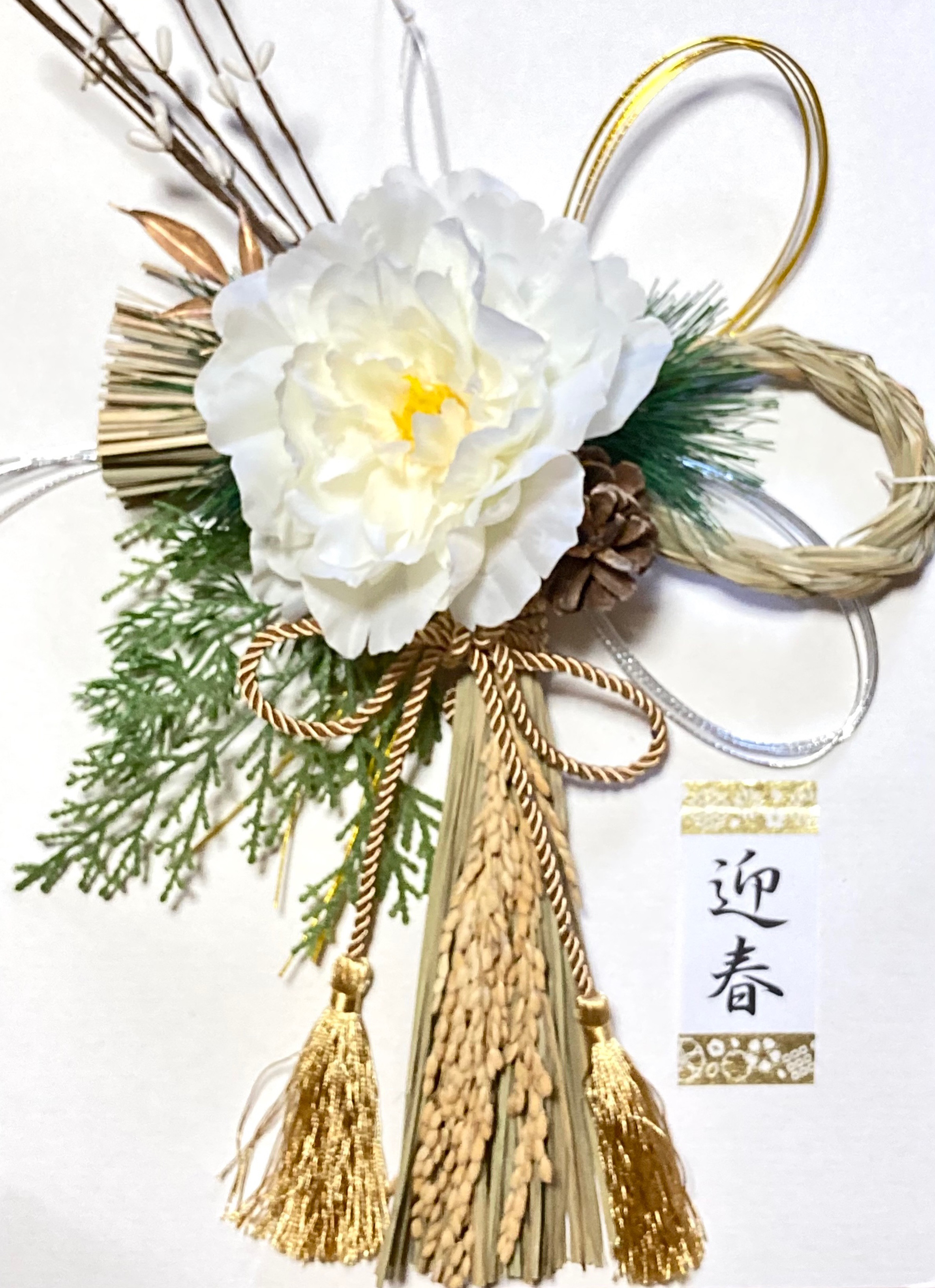 ✴︎白い芍薬のしめ縄飾り✴︎NO.11 しめ縄・しめ飾り Cherry CreeK 