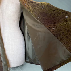 カーキ魅せる秋冬 トレンチ ケープコート 裏地付き 着物リメイク ポンチョ 洋装 和装コート インバネス J5905 8枚目の画像