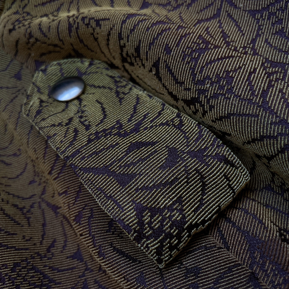 カーキ魅せる秋冬 トレンチ ケープコート 裏地付き 着物リメイク ポンチョ 洋装 和装コート インバネス J5905 15枚目の画像