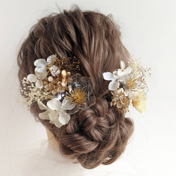 髪飾り クリアフラワー 成人式 卒業式 結婚式 浴衣 ドライフラワー