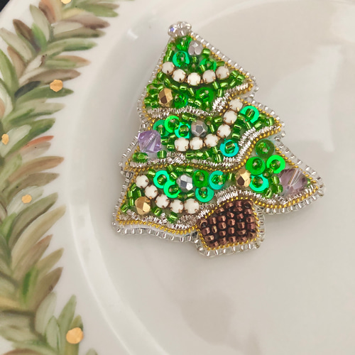 クリスマスツリーブローチ 冬支度ハンドメイド2023 ブローチ cellini