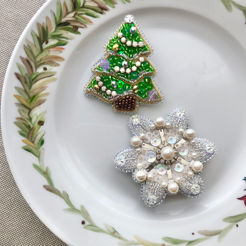 クリスマスツリーブローチ 冬支度ハンドメイド2023 ブローチ cellini
