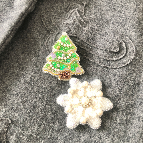 クリスマスツリーブローチ 冬支度ハンドメイド2023 ブローチ cellini