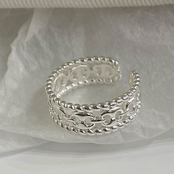 エレガントなシルバーリング シンプルでエレガントな透かし彫りシルバーリング-汎用性の高い