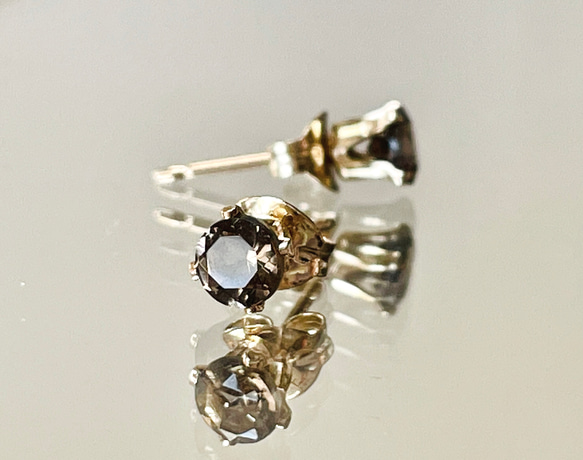 k14gf スモーキークォーツのスタッドピアス 5枚目の画像