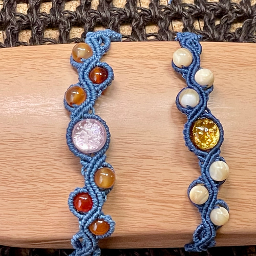 月夜の海ブレスレット(琉球ホタルガラス・夜光貝) ブレスレット Hau