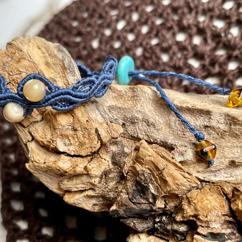 月夜の海ブレスレット(琉球ホタルガラス・夜光貝) ブレスレット Hau