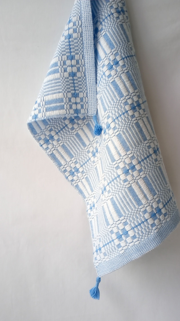 北欧手織り:フリークロス/ムンカベルテ織り（ブルー） 16枚目の画像