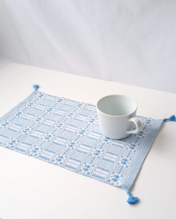 北欧手織り:フリークロス/ムンカベルテ織り（ブルー） 3枚目の画像