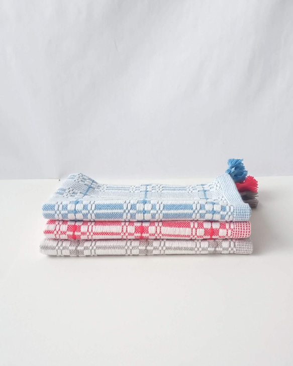 北欧手織り:フリークロス/ムンカベルテ織り（ブルー） 12枚目の画像