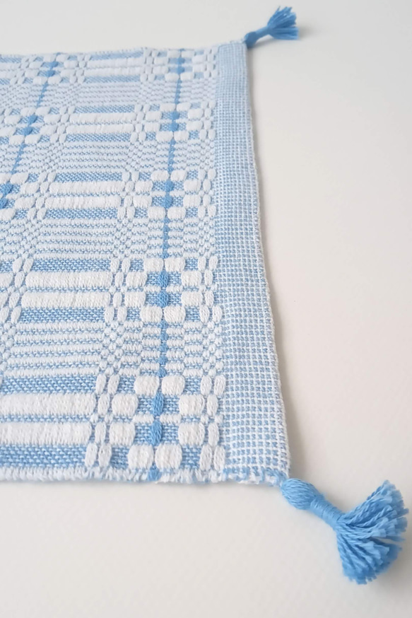 北欧手織り:フリークロス/ムンカベルテ織り（ブルー） 11枚目の画像