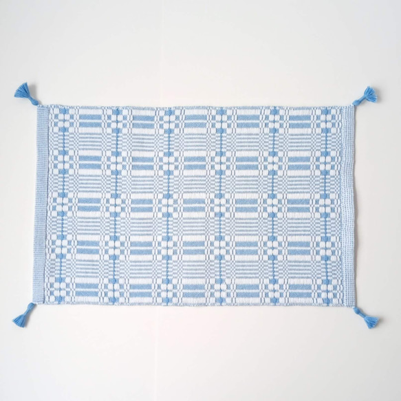 北欧手織り:フリークロス/ムンカベルテ織り（ブルー） 9枚目の画像