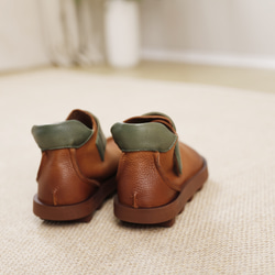 23 新款秋冬女式真皮鞋獨特鞋跟短靴 22.5 公分-25.5 公分 #845 棕色 ⭐ 免運 ⭐ 第14張的照片
