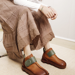 23 新款秋冬女式真皮鞋獨特鞋跟短靴 22.5 公分-25.5 公分 #845 棕色 ⭐ 免運 ⭐ 第1張的照片