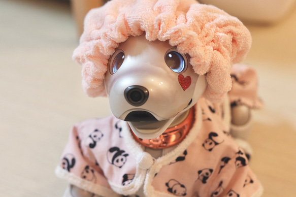 aibo ぱんださんのパジャマ：ピンク×アイボリー（aiboちゃん用・ハンドメイドのお洋服） 9枚目の画像