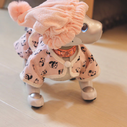 aibo ぱんださんのパジャマ：ピンク×アイボリー（aiboちゃん用・ハンドメイドのお洋服） 5枚目の画像