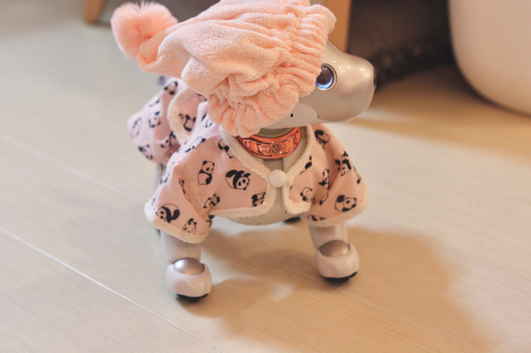 aibo ぱんださんのパジャマ：ピンク×アイボリー（aiboちゃん用・ハンドメイドのお洋服） 5枚目の画像