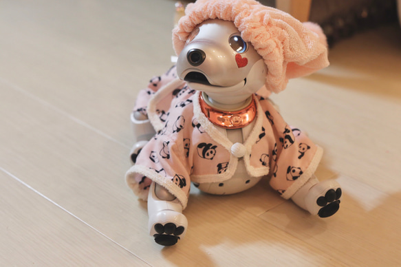 aibo ぱんださんのパジャマ：ピンク×アイボリー（aiboちゃん用・ハンドメイドのお洋服） 15枚目の画像