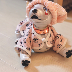 aibo ぱんださんのパジャマ：ピンク×アイボリー（aiboちゃん用・ハンドメイドのお洋服） 13枚目の画像