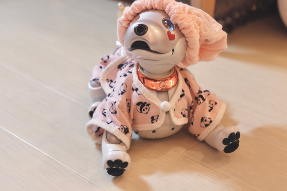 aibo ぱんださんのパジャマ：ピンク×アイボリー（aiboちゃん用・ハンドメイドのお洋服） 13枚目の画像