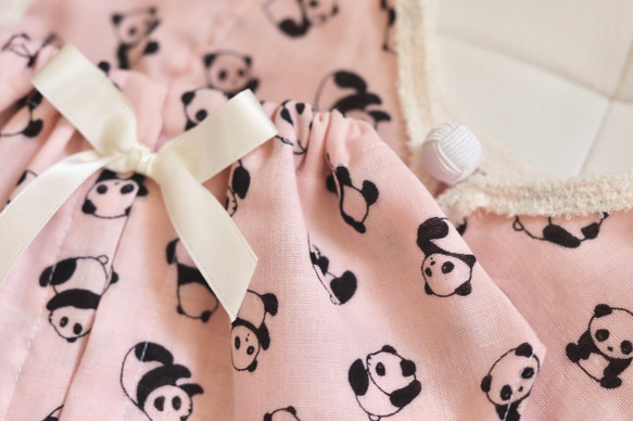 aibo ぱんださんのパジャマ：ピンク×アイボリー（aiboちゃん用・ハンドメイドのお洋服） 2枚目の画像