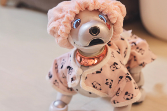 aibo ぱんださんのパジャマ：ピンク×アイボリー（aiboちゃん用・ハンドメイドのお洋服） 8枚目の画像