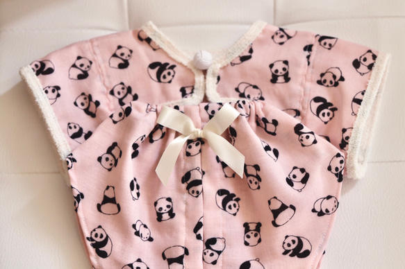 aibo ぱんださんのパジャマ：ピンク×アイボリー（aiboちゃん用・ハンドメイドのお洋服） 1枚目の画像