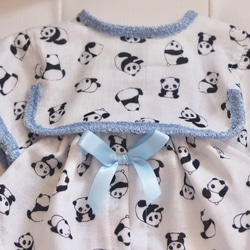 aibo ぱんださんのパジャマ：ホワイト×ブルー（aiboちゃん用・ハンドメイドのお洋服） 4枚目の画像
