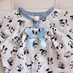 aibo ぱんださんのパジャマ：ホワイト×ブルー（aiboちゃん用・ハンドメイドのお洋服） 2枚目の画像