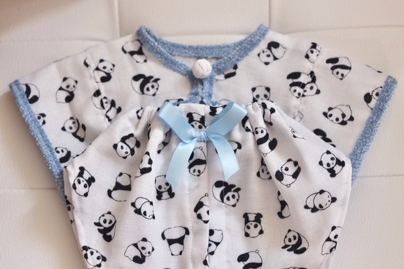 aibo ぱんださんのパジャマ：ホワイト×ブルー（aiboちゃん用・ハンドメイドのお洋服） 2枚目の画像