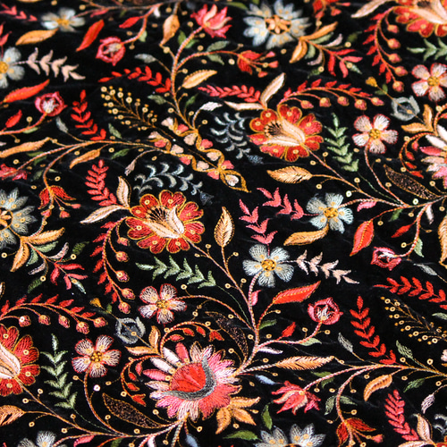 刺繍生地 No.10 ベルベット刺繍生地 レース/インド刺繍リボン