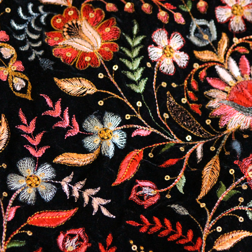 刺繍生地 No.10 ベルベット刺繍生地 レース/インド刺繍リボン