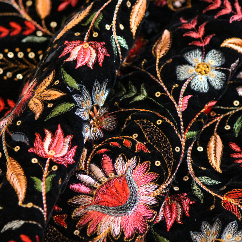 刺繍生地 No.10 ベルベット刺繍生地 レース/インド刺繍リボン