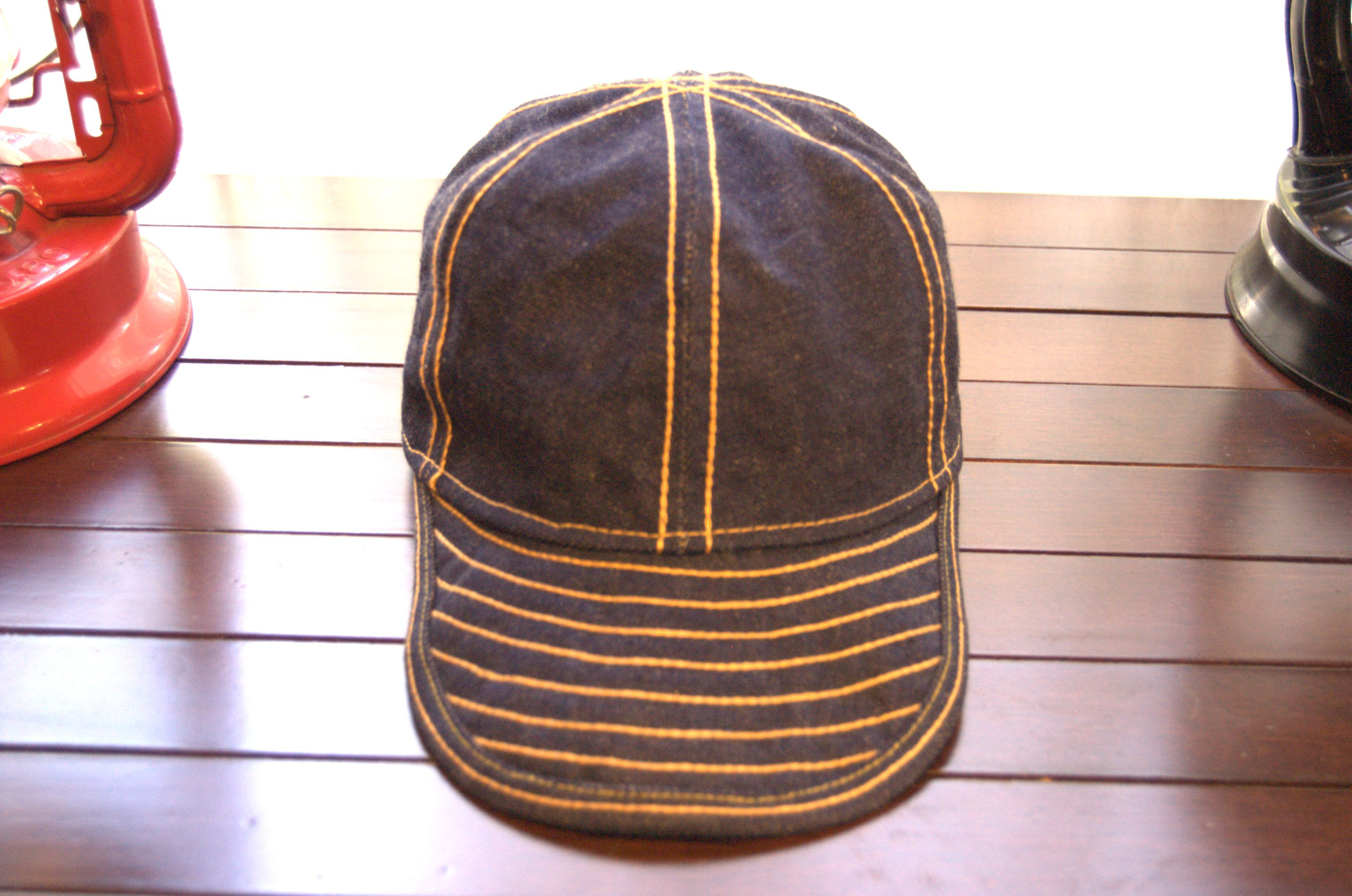 ３L　頭周り：61cm　　チェーンステッチの効いたデニムキャップ　15ozセルビッチデニム