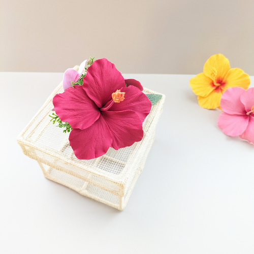 専用です。クレイフラワー クレイフラワー❀華やか♪真っ赤なハイビスカスとプルメリアの