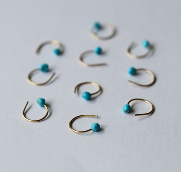 1522 スリーピングビューティーターコイズフレンチフックピアス