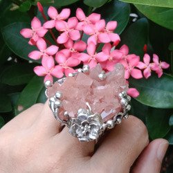 粉晶簇原礦手工銀戒 純銀戒指~ 「Love」~ Rose Quartz Cluster Silver Ring 第20張的照片