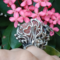 粉晶簇原礦手工銀戒 純銀戒指~ 「Love」~ Rose Quartz Cluster Silver Ring 第18張的照片