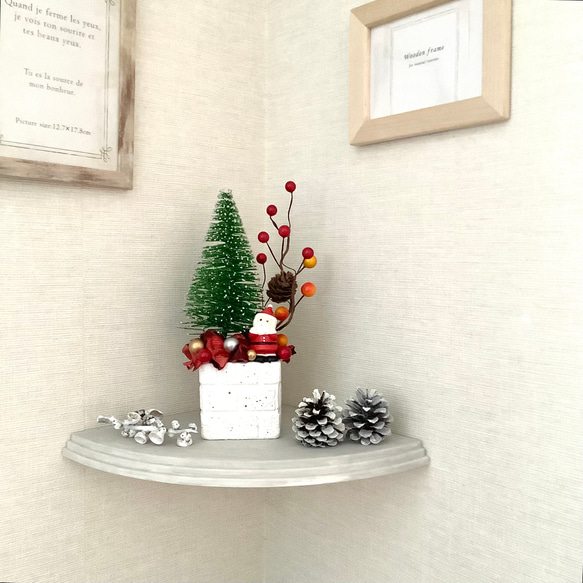ウインクサンタとミニツリーのクリスマスオブジェ◇高さ23センチ◇ドライフラワー◇クリスマスインテリア 12枚目の画像