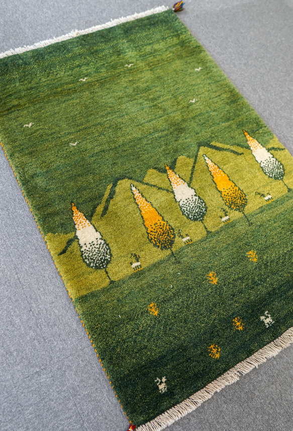 120×80cm 【ペルシャ絨毯 手織りギャッベ】アマレ族ギャッベ