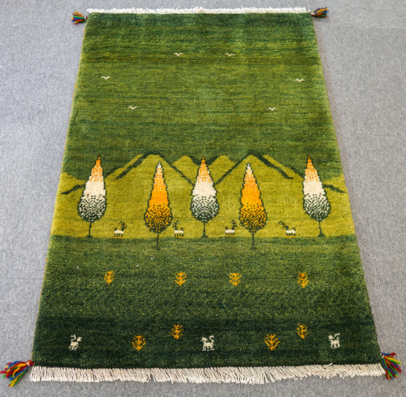 120×80cm【ペルシャ絨毯 手織りギャッベ】アマレ族ギャッベ ギャベ