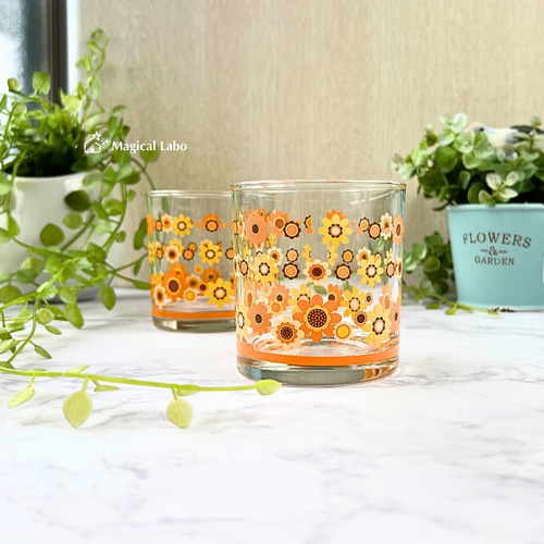 昭和レトロ柄のアデリアグラス☆食器＊食洗器OK＊コップ グラス