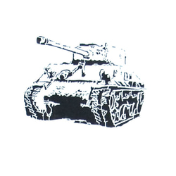 ＜戦車 シャーマン＞-手でペイントされたシンプルなＴシャツ「展示品」Unisex 3枚目の画像