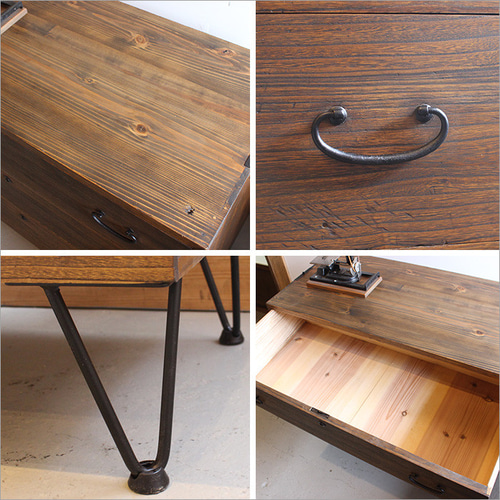 古い和箪笥をリメイクした古材チェスト｜アイアン脚の和モダン収納家具