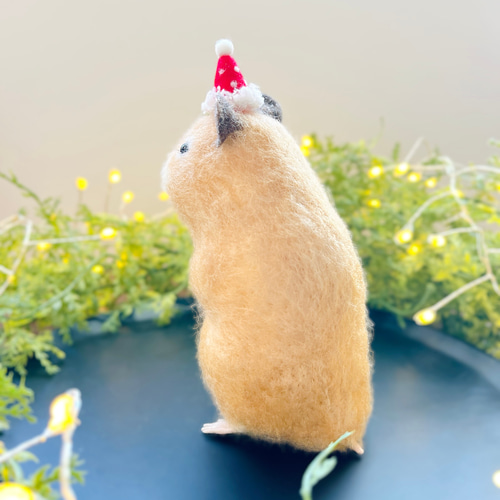 キンクマハムスター人形 クリスマスお正月バージョン羊毛
