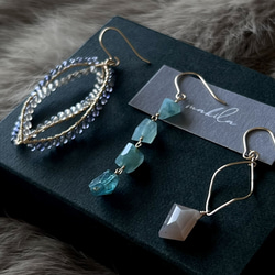 のんたん◆グランディディエライト×ブルームーンストーン×サファイアピアス のんたん◇グランディディエライト×ブルームーンストーン×サファイア