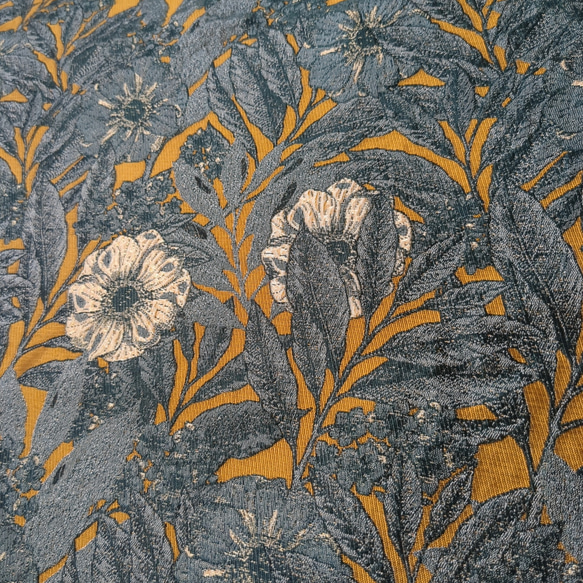 ジャガード 花柄 オレンジ グレー ホワイト レトロ 生地 生地